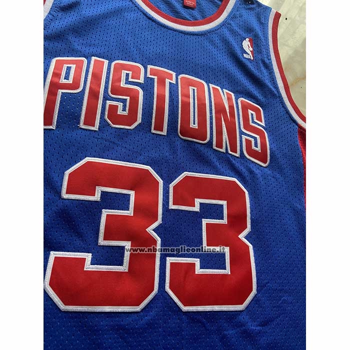Maglia Detroit Pistons Grant Hill No 33 Mitchell & Ness 1995-96 Blu